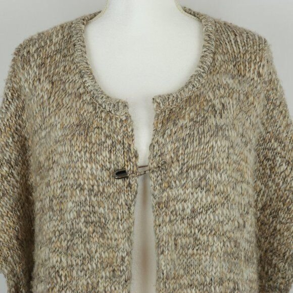 J. Jill Women's Small/Medium Tan Wool & Alpaca Cap Sleeve Open Front Cardigan - Picture 2 of 10